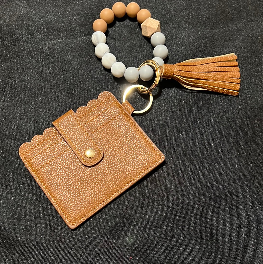 Brown pocket wallet keychain