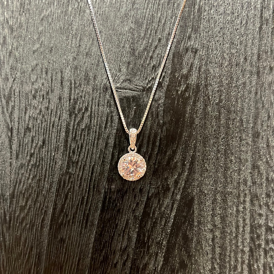 Rhinestone silver charm necklace