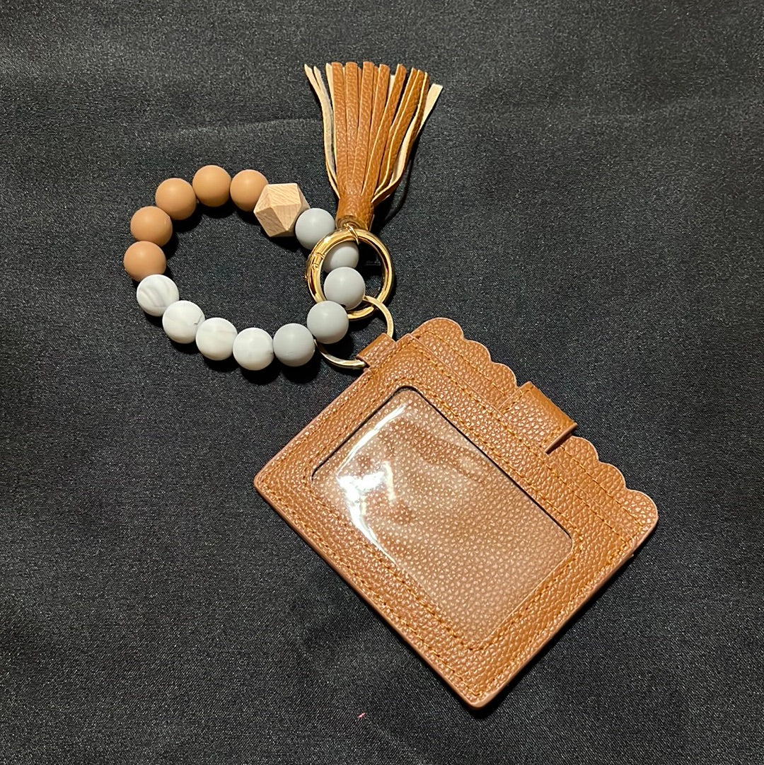 Brown pocket wallet keychain