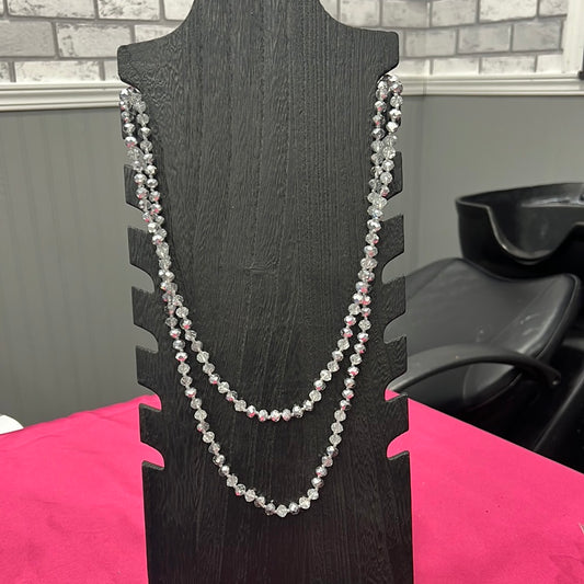 Silver bead layered necklace