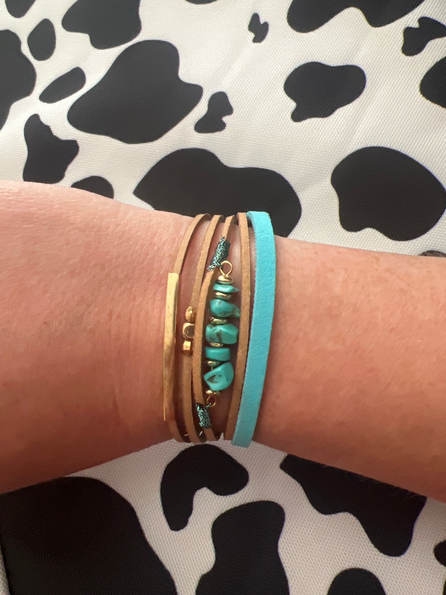 Turquoise stone magnetic wrap bracelet