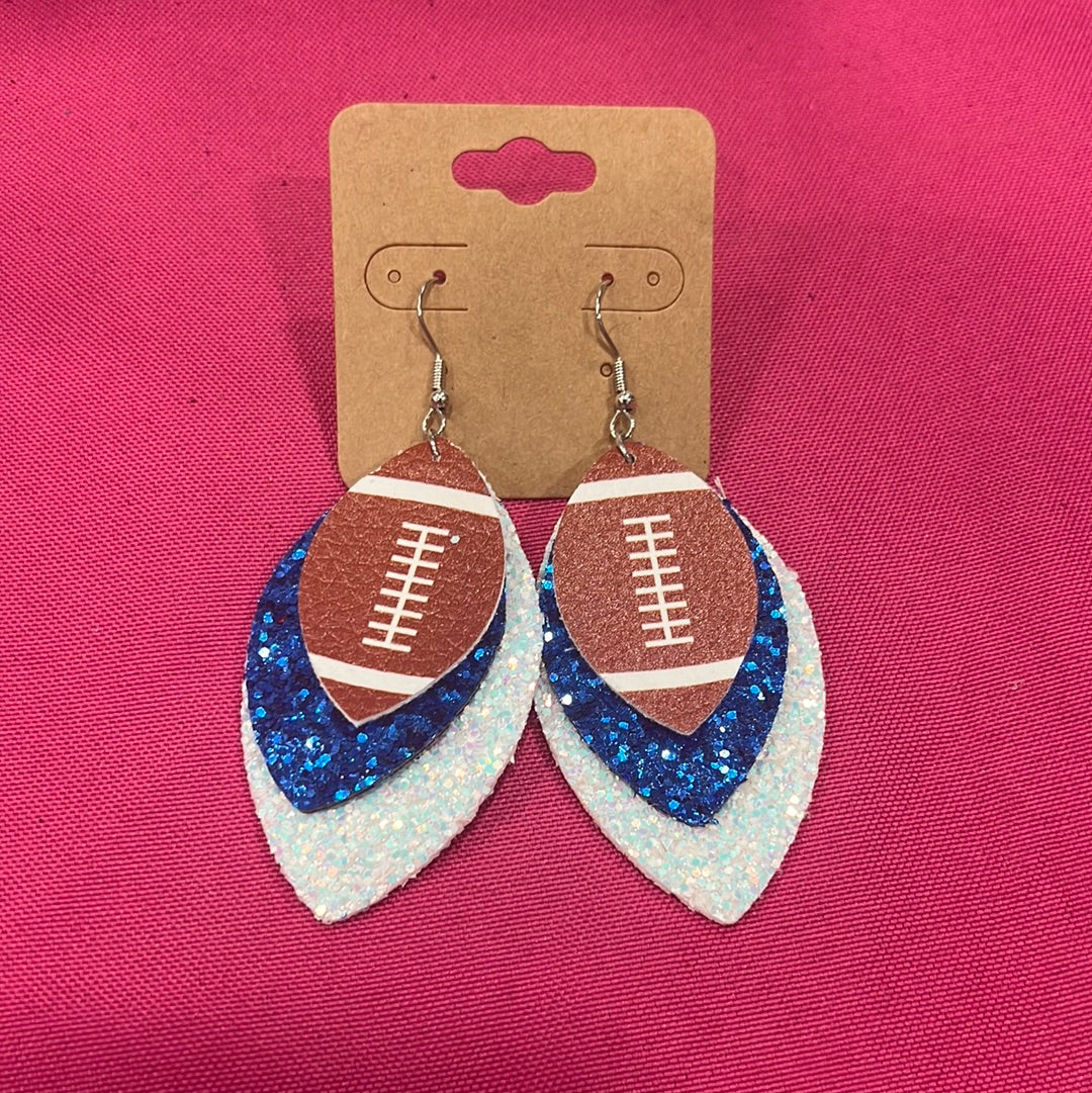 Football leather glitter earrings