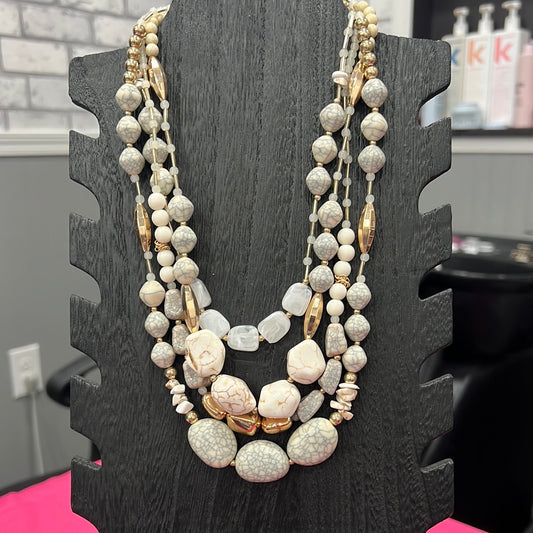 Cream layered stone necklace