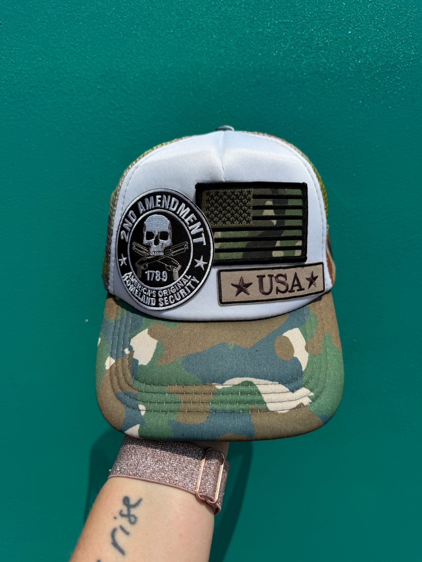 USA camo trucker hat