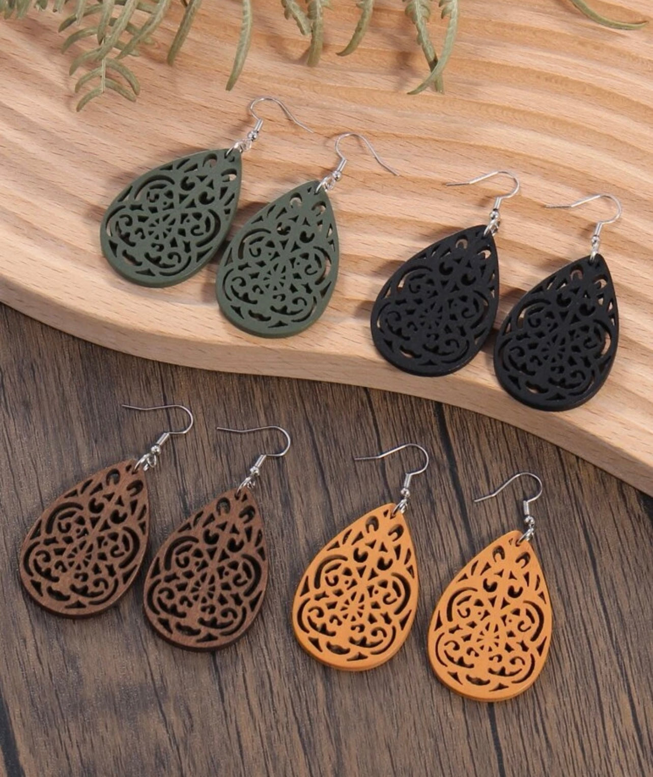 Wood dangle earrings