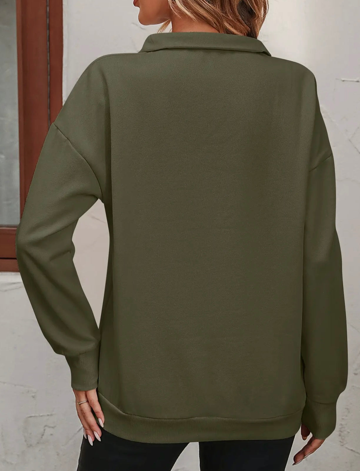 1/4 Zip Sweatshirt/Army Green