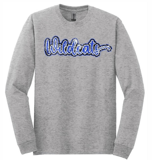 Wildcats Faux Sequin Long Sleeve T-shirt