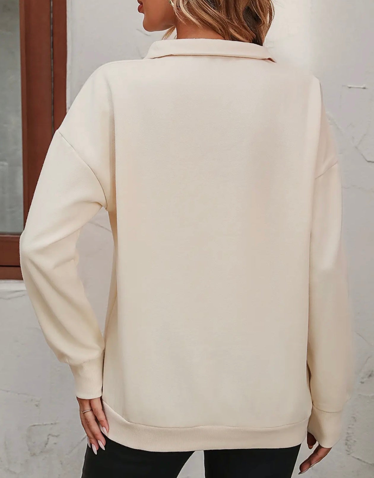 1/4 Zip Sweatshirt/Cream