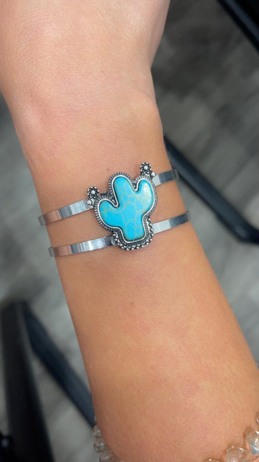 Cactus metal cuff bracelet