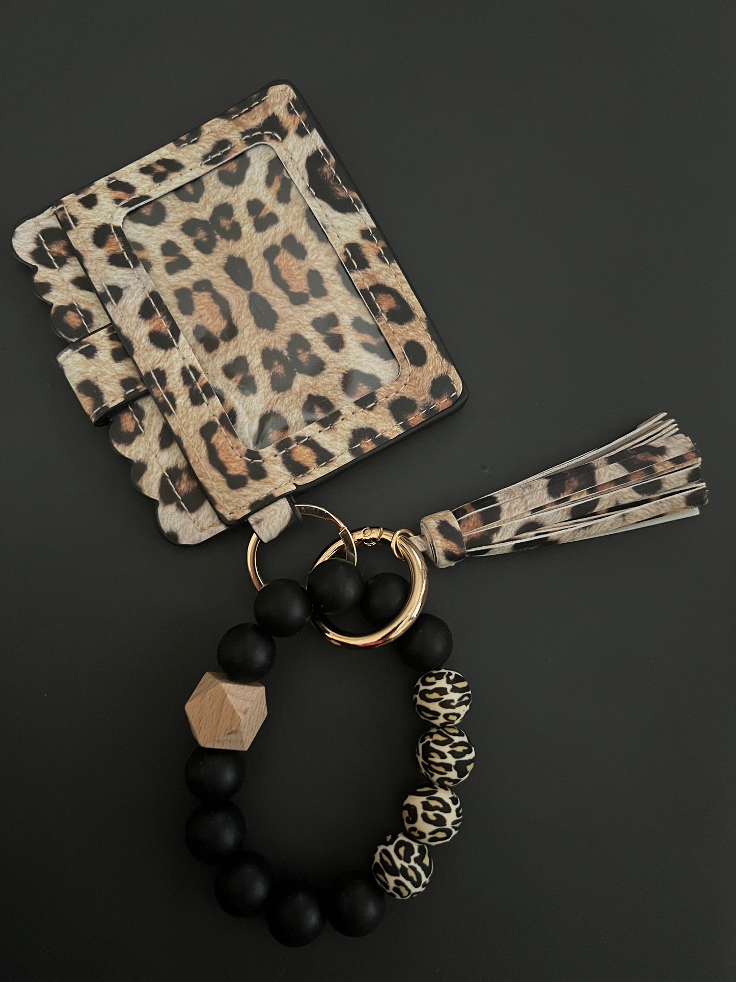 Leopard pocket wallet keychain