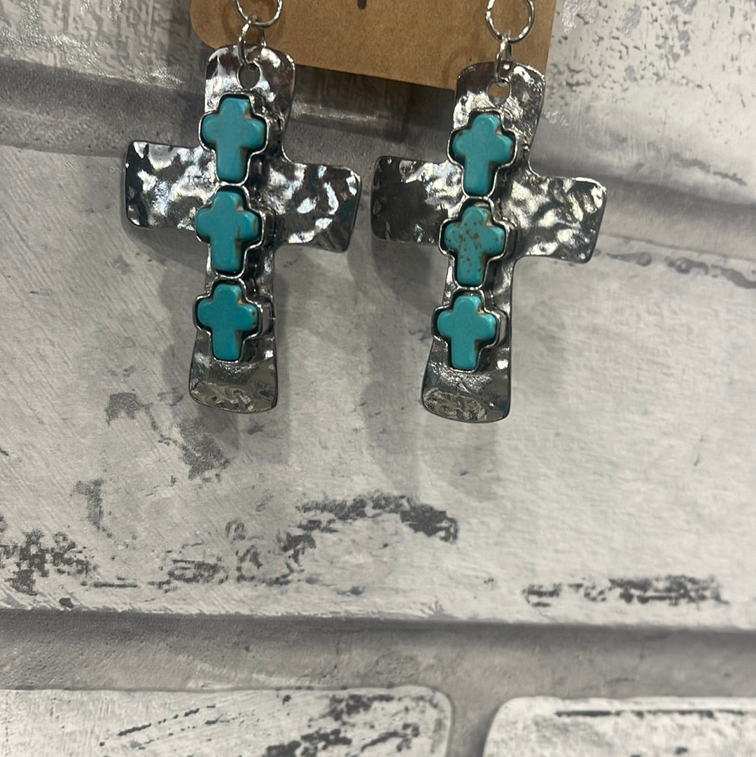 Turquoise cross earrings