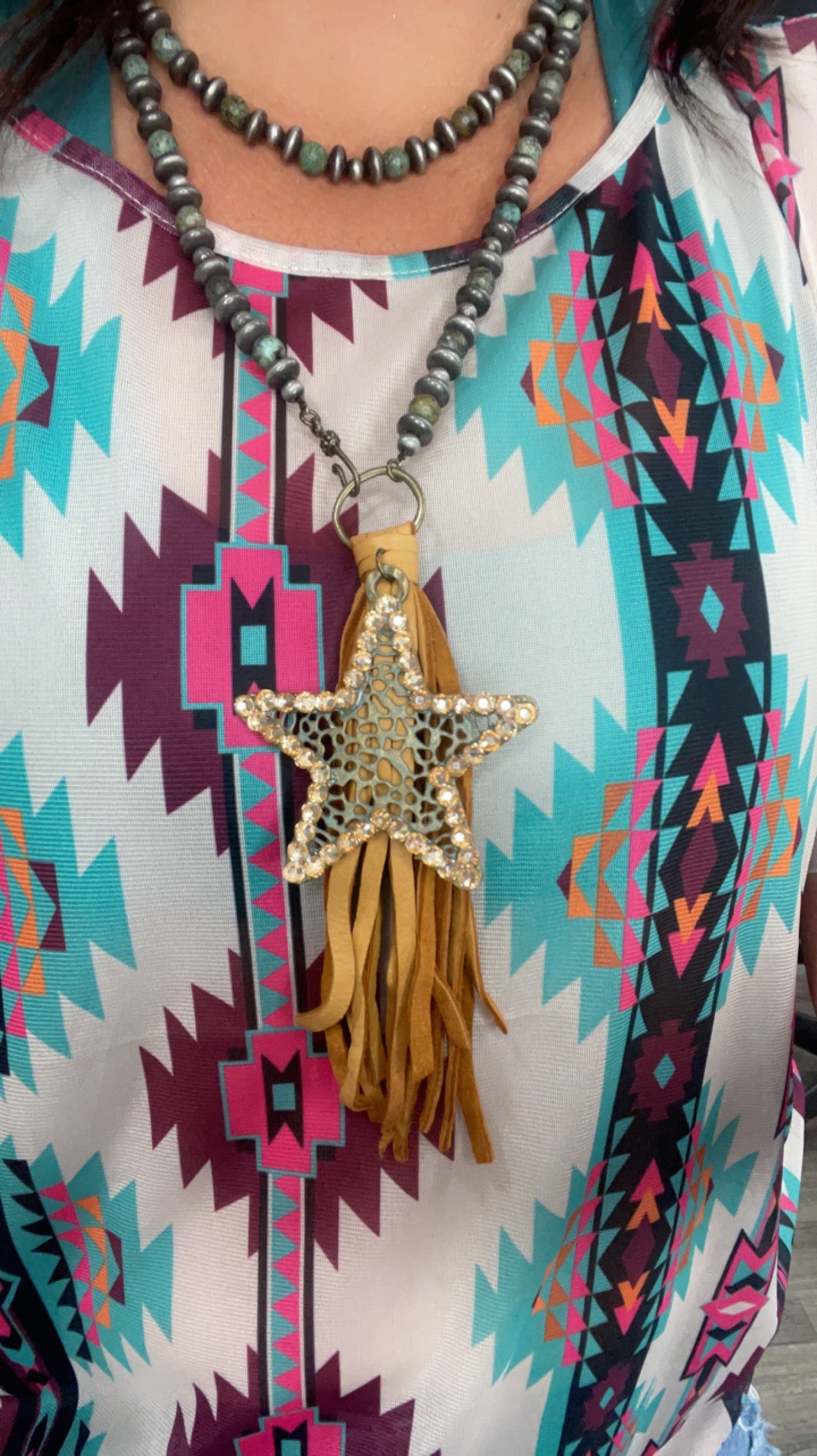 Navajo African turquoise with crystal star