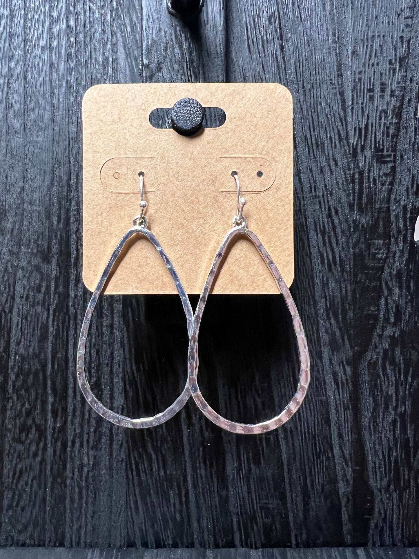 Hammered metal tear drop earrings