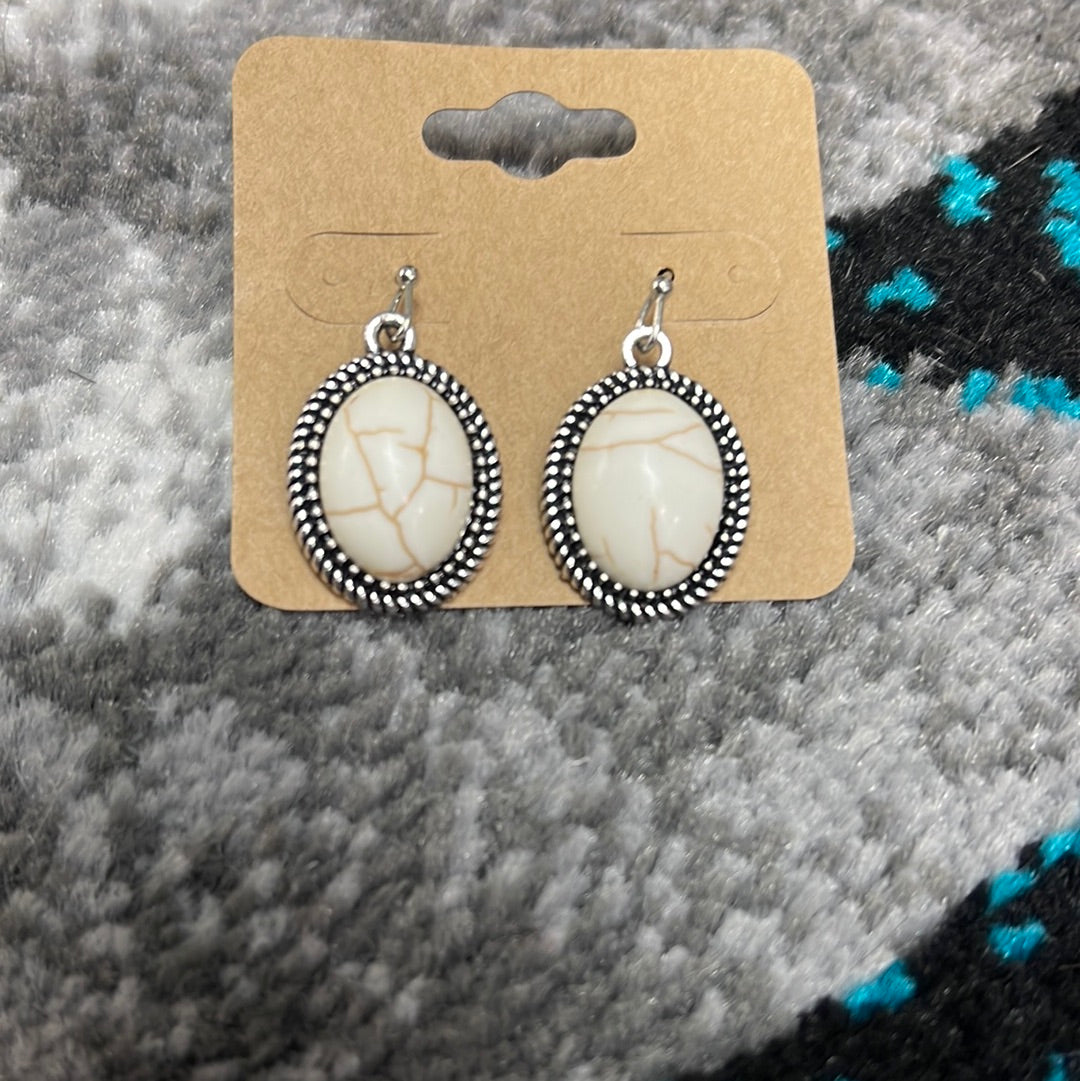 Cream oval stone earrings