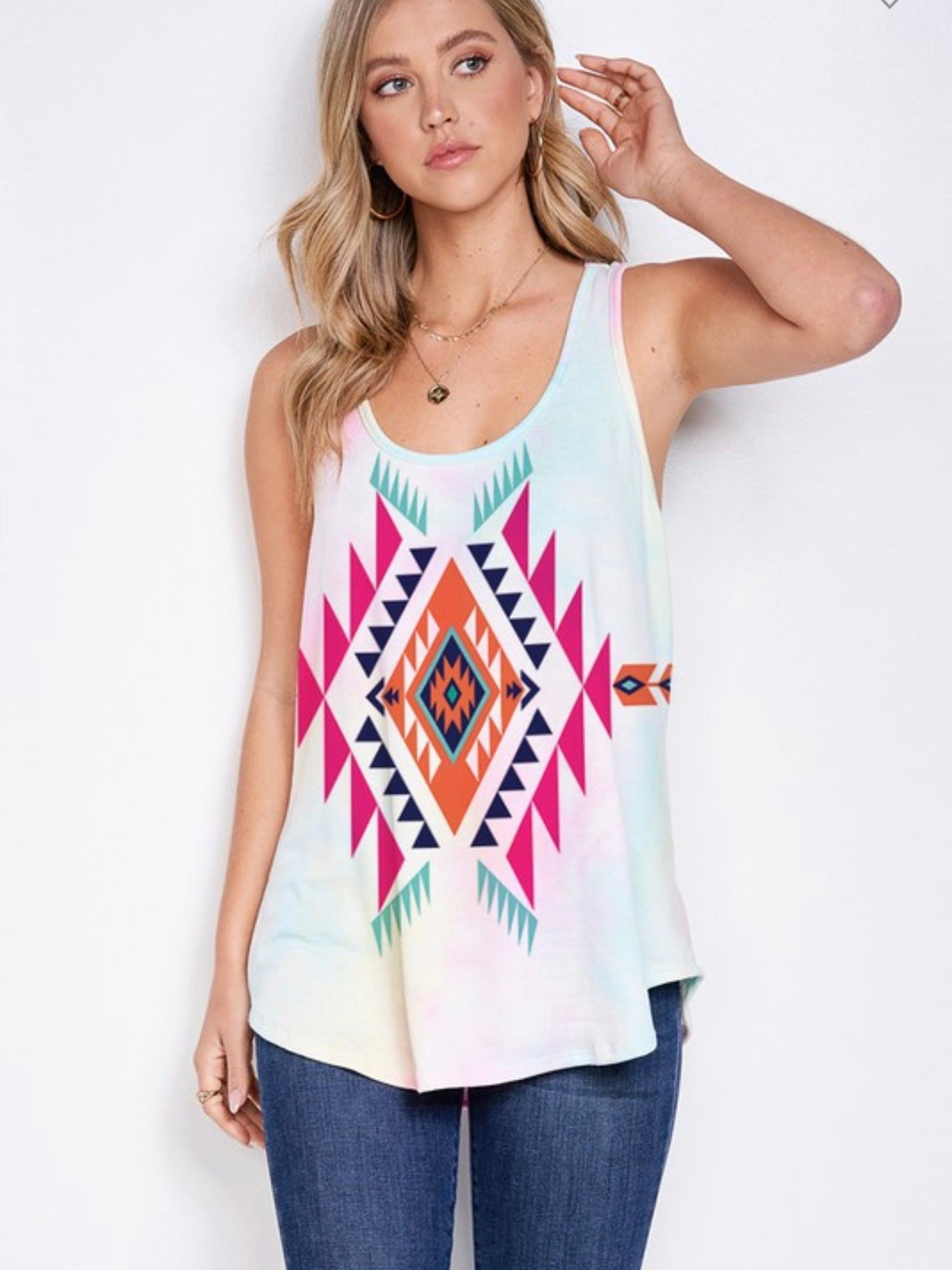 Aztec tie dye tank top