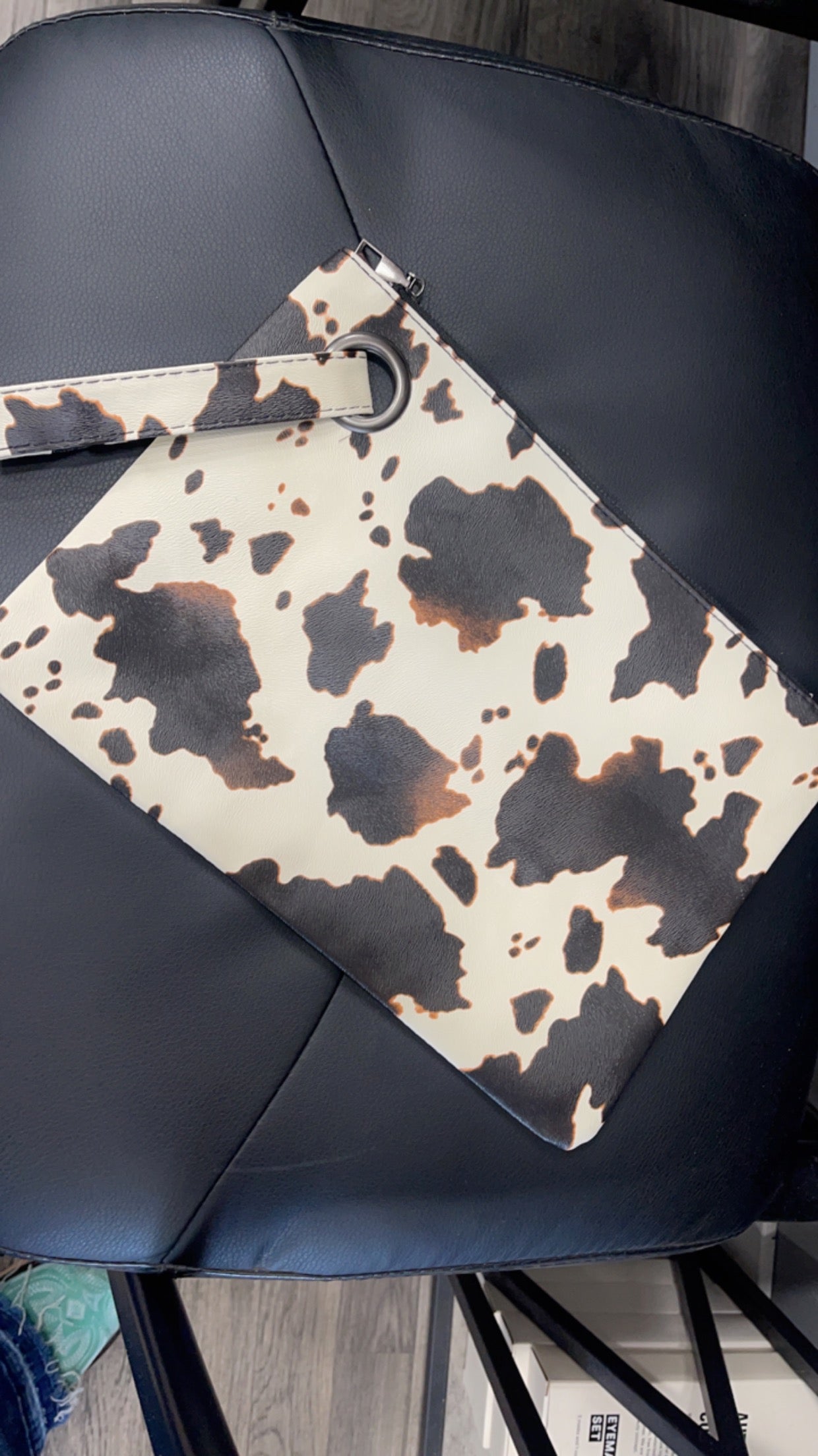 Cow print clutch