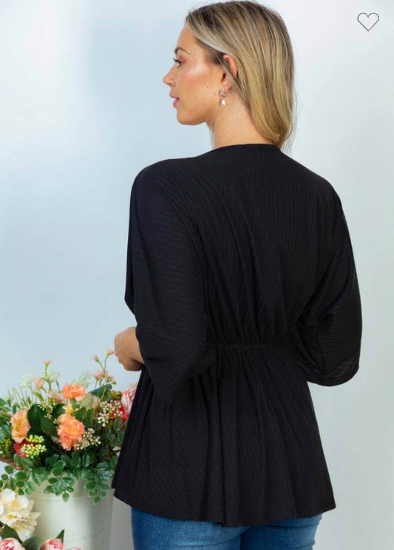 Three Quarter Sleeve Solid Knit Top