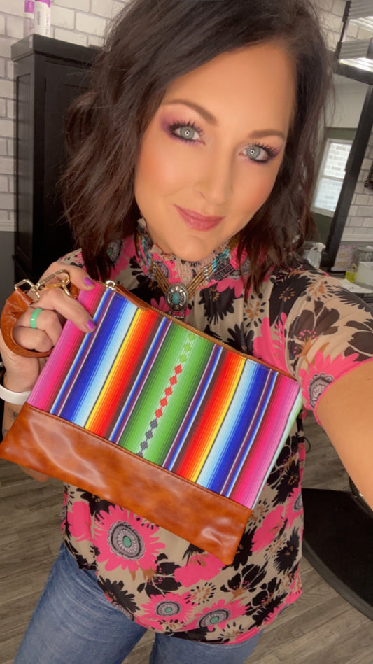 Serape aztec clutch