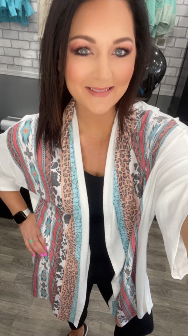 Animal stripe kimono cardigan