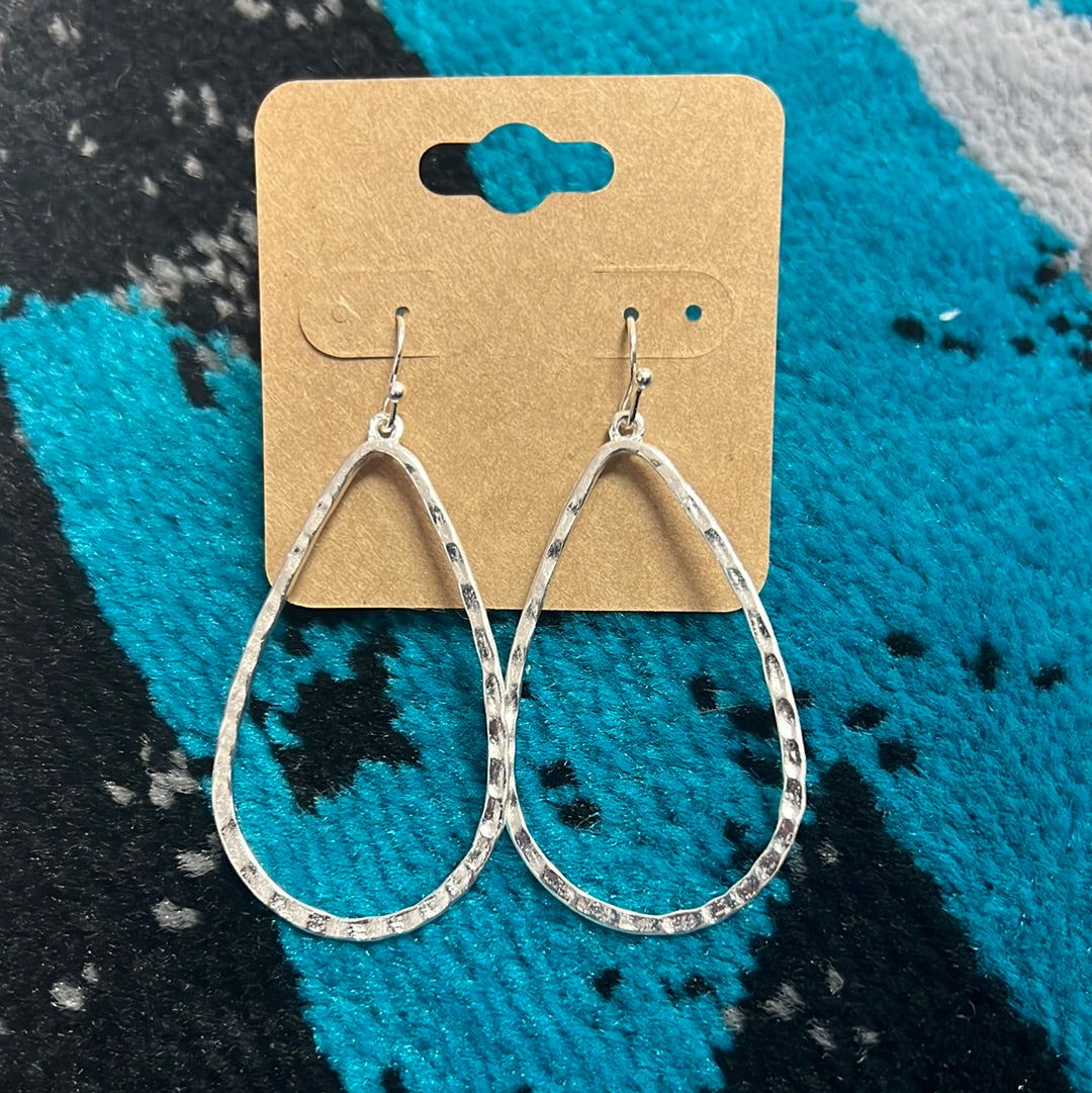 Hammered metal tear drop earrings