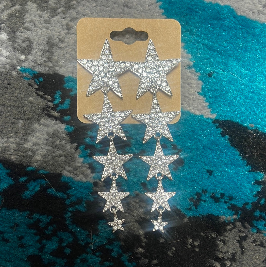 Rhinestone star drop earrings